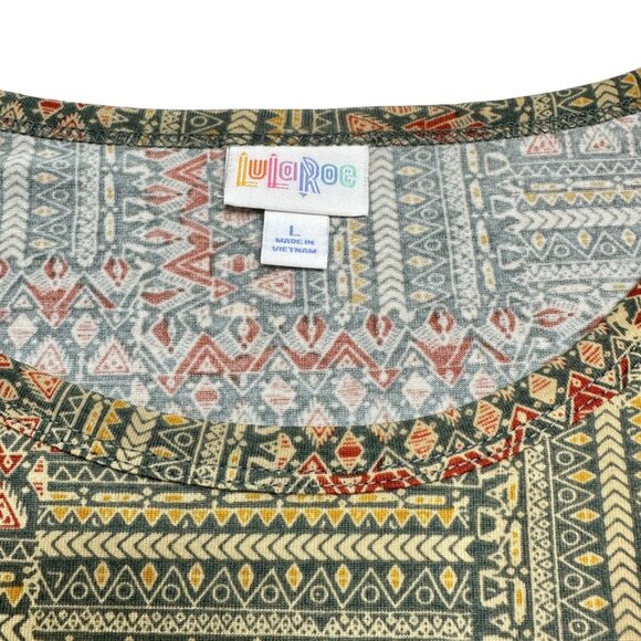 LuLaRoe Retired Julia Dress L Graphic Print Olive Green SS Form Fitting NWT - Picture 3 of 7